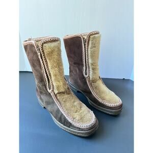 Vintage Fascinators Ski Lounger Faux Fur Winter Boots Sz 7 Suede